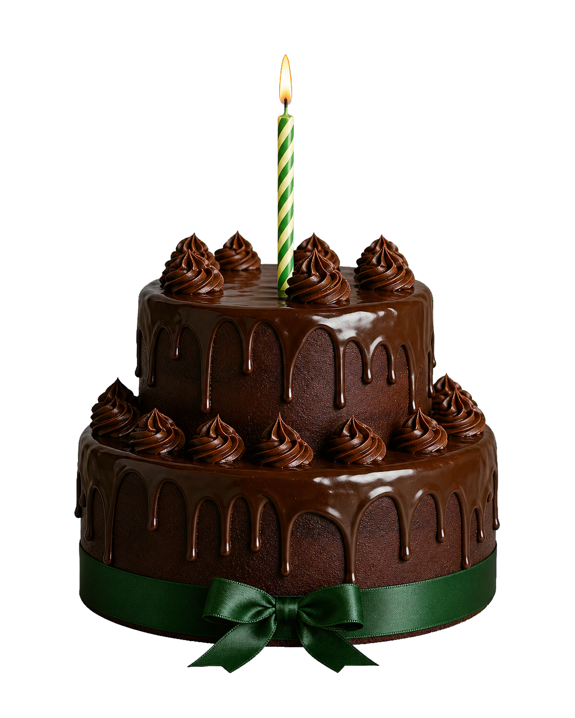 绿色丝带巧克力生日蛋糕